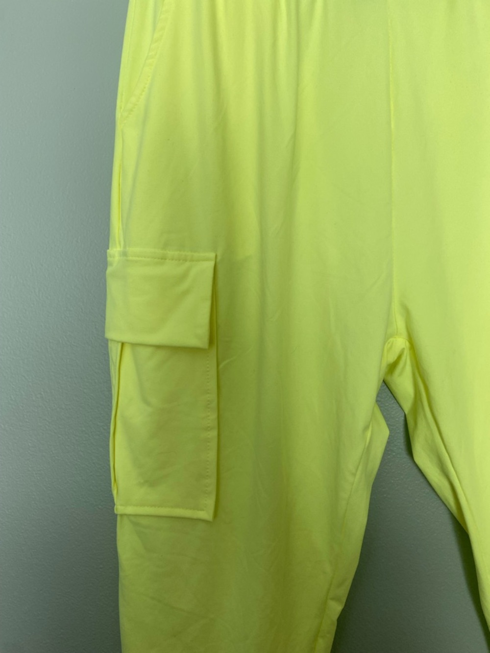 Women’s Neon Yellow Cargo Jogger Pants - Picture 3 of 8